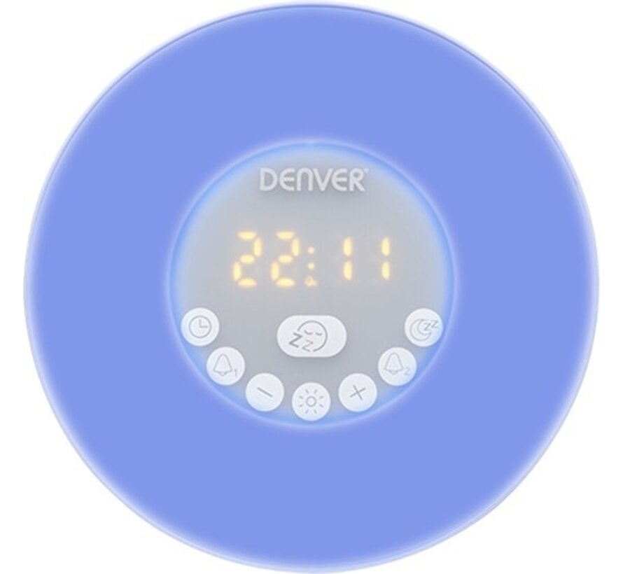 Denver CRLB-400 - Radio-réveil - Lumière d'éveil - Lumière d'ambiance - Bluetooth - Blanc