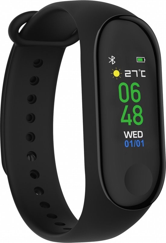 Denver BFH-240 - Traceur d'activité - Bandeau de fitness - Moniteur de fréquence cardiaque - Moniteur de pression artérielle - Compteur de distance - Podomètre - Noir