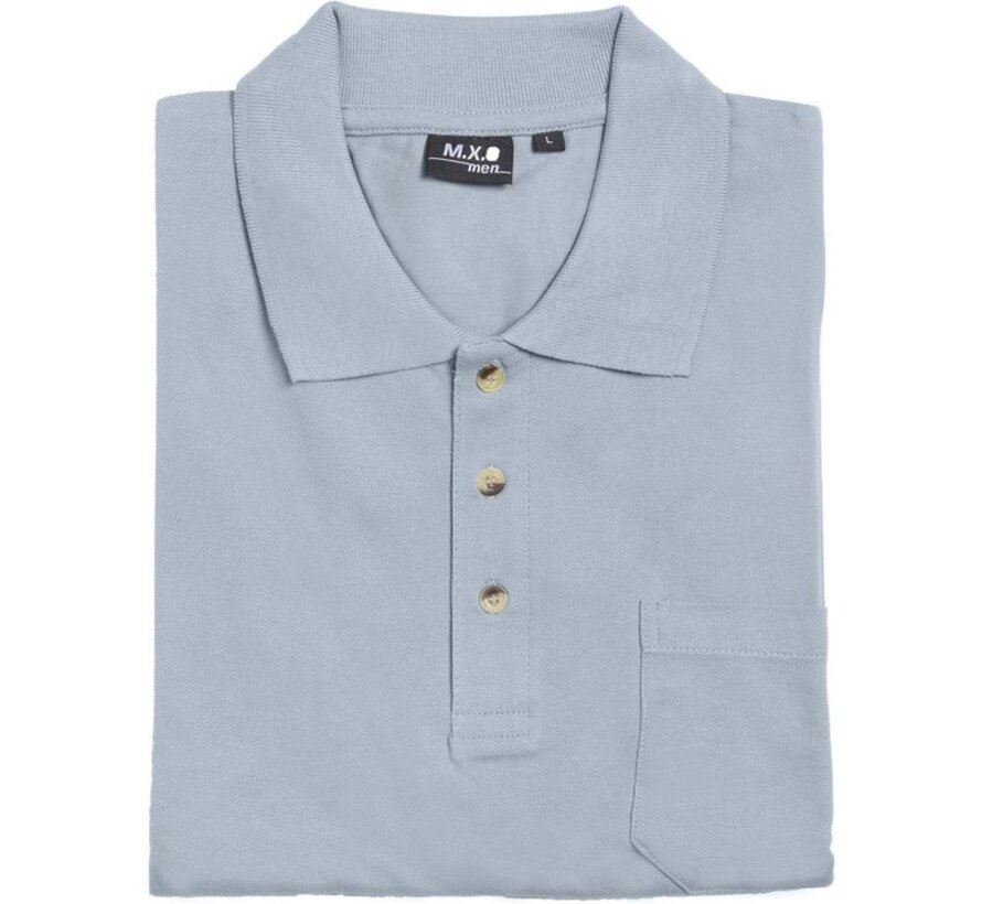 Polo avec fermeture à bouton et poche poitrine bleu clair taille M