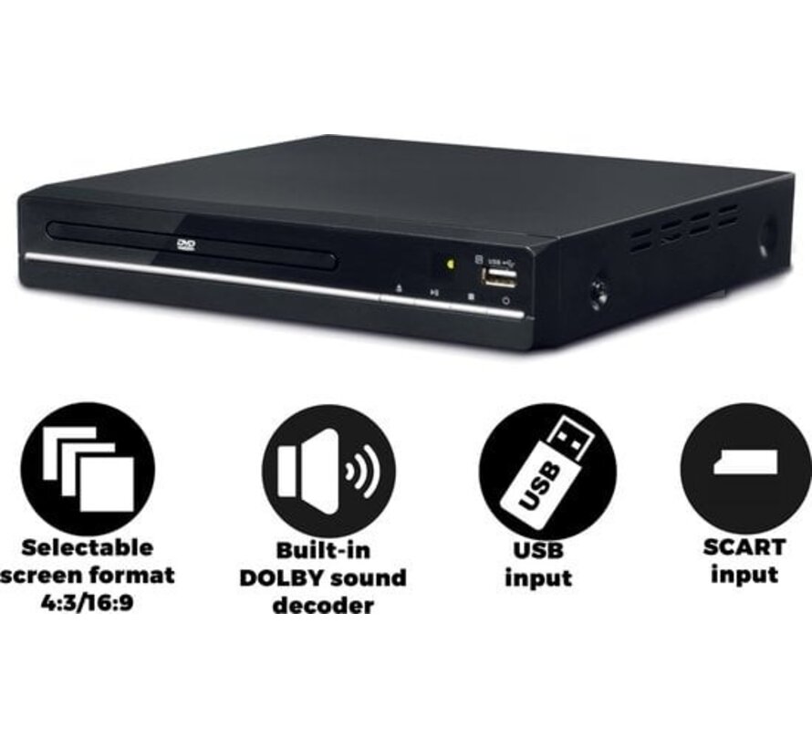 Lecteur DVD Denver avec HDMI - Supporte FULL HD - Lecteur CD - Décodeur Dolby Digital - Coax / Scart / USB - DVH7784