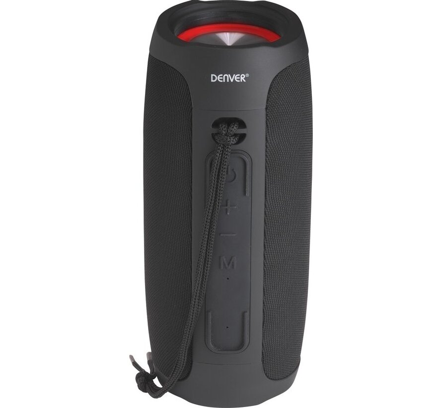 Denver Enceinte Bluetooth avec éclairage LED - Boîte à musique avec batterie rechargeable - TWS Pairing - AUX - BTV220 - Noir