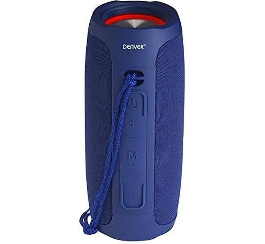 Denver Enceinte Bluetooth avec éclairage LED - Boîte à musique avec batterie rechargeable - TWS Pairing - AUX - BTV220 - Bleu