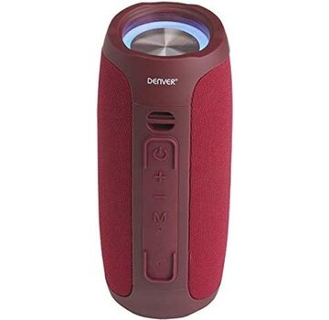 Denver Denver Enceinte Bluetooth avec éclairage LED - Boîte à musique avec batterie rechargeable - TWS Pairing - AUX - BTV220 - Bordeaux Red