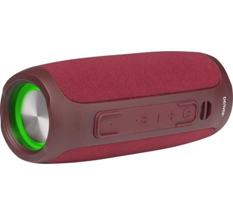 Denver Enceinte Bluetooth avec éclairage LED - Boîte à musique avec batterie rechargeable - TWS Pairing - AUX - BTV220 - Bordeaux Red