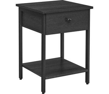 O'DADDY O'DADDY® Tables de chevet industrielles - table d'appoint - table de chevet avec tiroir - 40 x 40 x 55 cm - noir/gris foncé