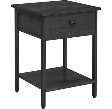 O'DADDY O'DADDY® Tables de chevet industrielles - table d'appoint - table de chevet avec tiroir - 40 x 40 x 55 cm - noir/gris foncé