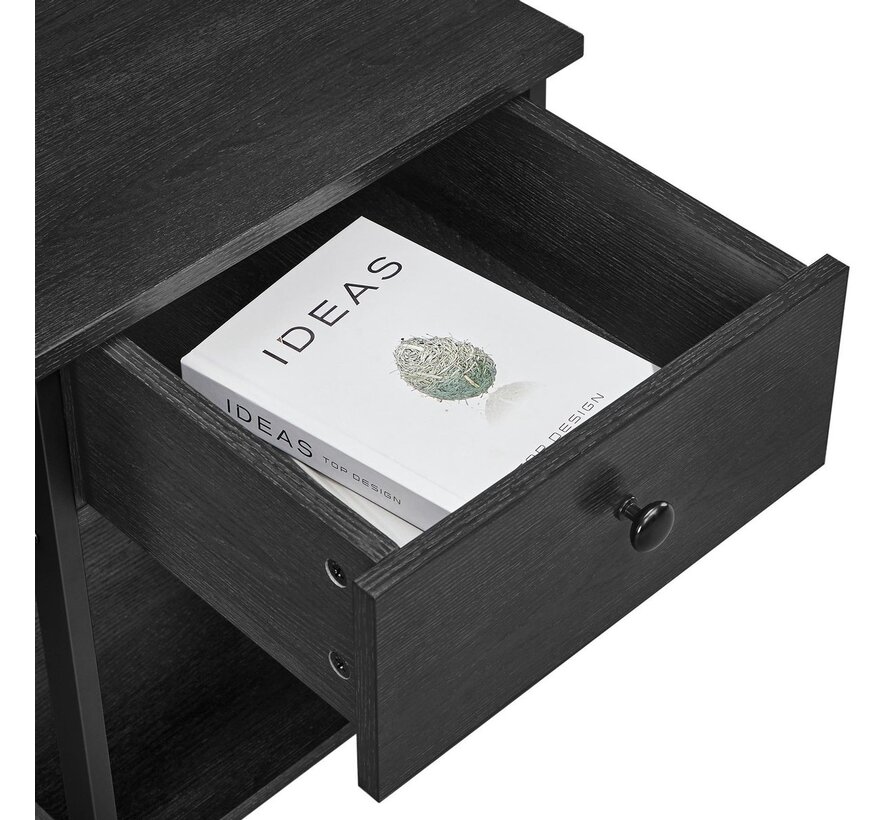 O'DADDY® Tables de chevet industrielles - table d'appoint - table de chevet avec tiroir - 40 x 40 x 55 cm - noir/gris foncé