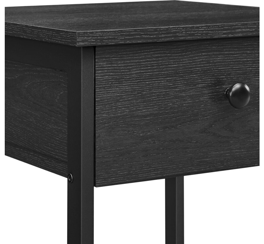 O'DADDY® Tables de chevet industrielles - table d'appoint - table de chevet avec tiroir - 40 x 40 x 55 cm - noir/gris foncé