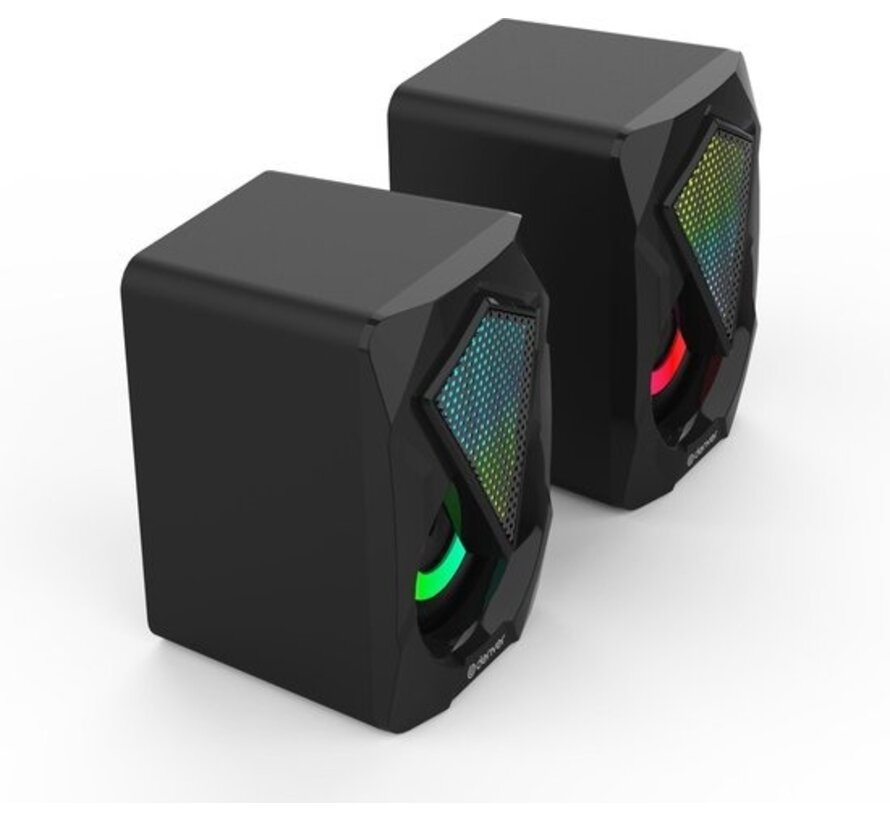 DENVER GAS-500 - Haut-parleurs pour PC - 2.0 stéréo - Haut-parleurs gaming - Fonction lumière RGB - Noir