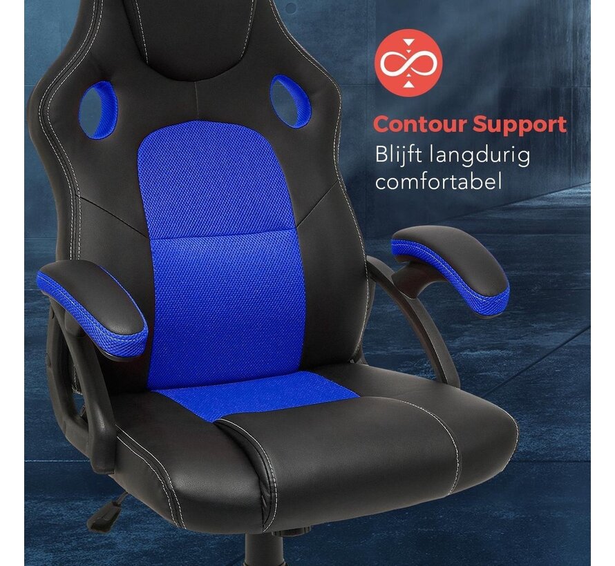 LifeGoods Chaise de jeu - réglable - cuir synthétique - bleu/noir