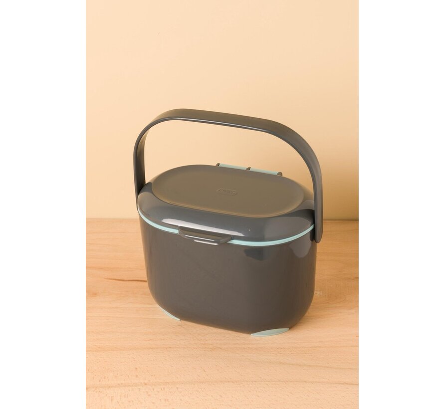 Compost Caddy-GFT poubelle - 24x18x17cm - Gris/Aqua