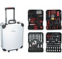 Coffret d'outils à main Kinzo - 187 pièces - dans une valise à roulettes en aluminium - CRV