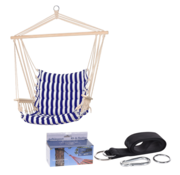 Pro Garden Chaise hamac de jardin Pro - Bleu/Blanc - rayures + INCL. Kit de suspension pour hamac Pro Garden