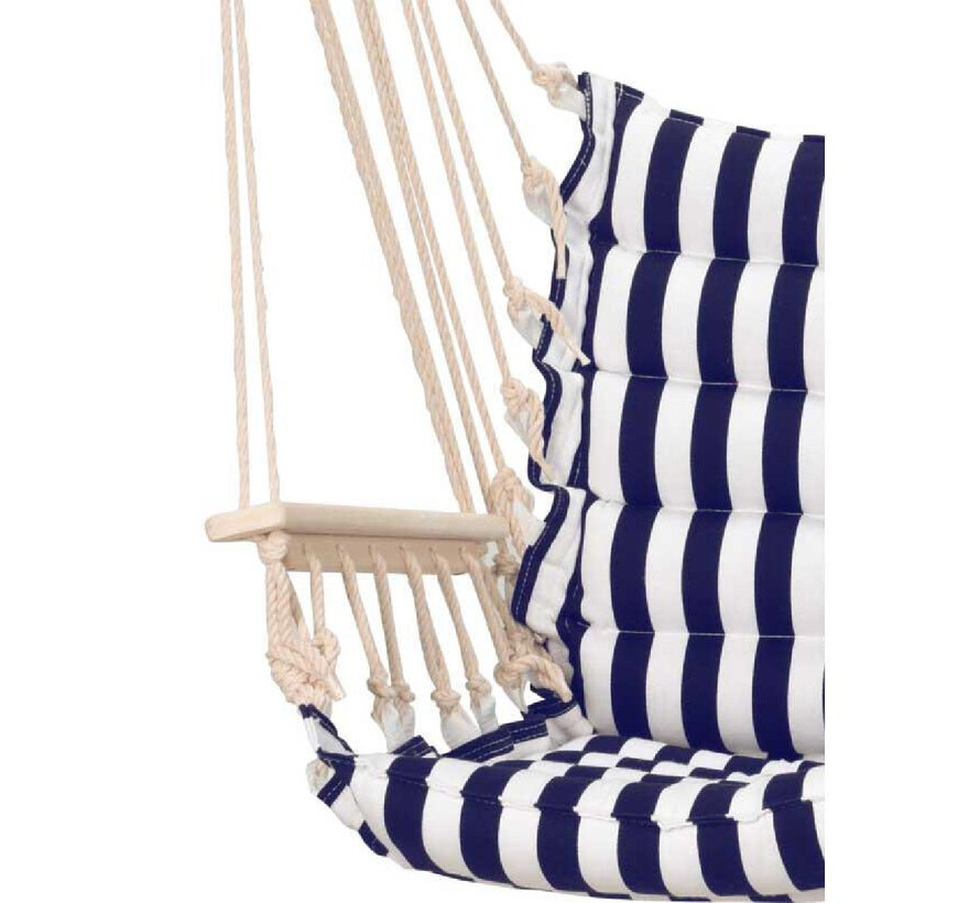 Chaise hamac de jardin Pro - Bleu/Blanc - rayures + INCL. Kit de suspension pour hamac Pro Garden