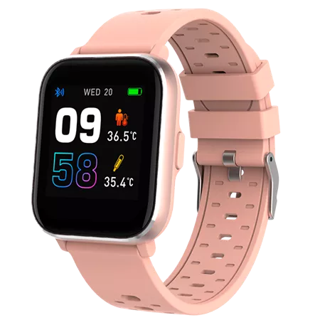 Montre intelligente - Denver - Smartwatch - Bouton facile à retourner - Podomètre - Appels/SMS - TUYA app - Suivi de l'activité du sommeil - Moniteur de tension artérielle et de fréquence cardiaque, Mode sport - IP68 - SW164 - Rose