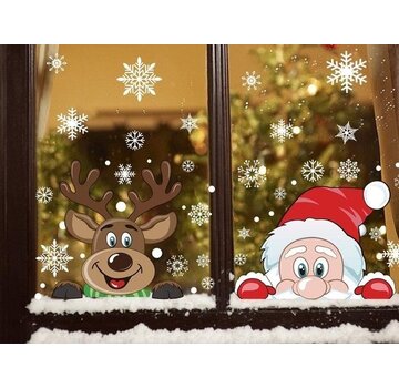 Giftmas Giftmas - Décorations de fenêtre de Noël - Stickers de Noël - Stickers de fenêtre pour enfants - Décorations de Noël pour l'intérieur - Décorations de Noël - Père Noël - Renne - 50 pièces