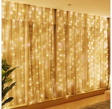 Giftmas Rideau Lumineux LED pour les Fêtes - Giftmas - Guirlande Lumineuse de Noël pour Usage Intérieur et Extérieur - Télécommande Incluse - 300 LED - 3x3m