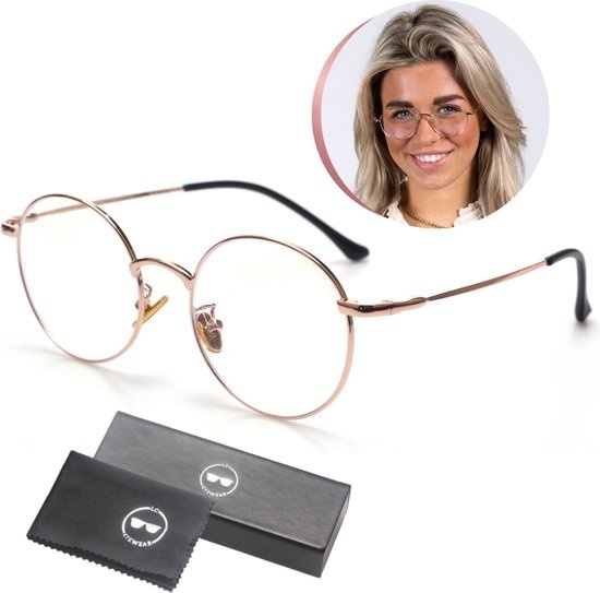 LC Eyewear Lunettes d'ordinateur - Lunettes à lumière bleue - Lunettes à lumière bleue - Lunettes d'affichage - Métal - Unisexe - Or rose