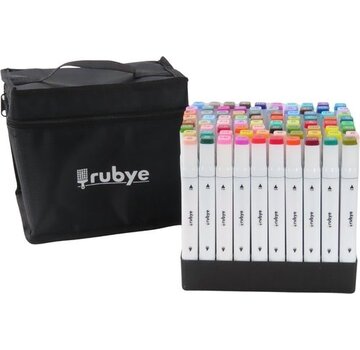 Rubye® Marqueurs à double pointe Rubye® Markers - Twinmarkers - Marqueurs de couleur - Marqueurs pour adultes - Etui - 80 pièces