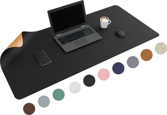 WURK Tapis de souris en simili-cuir et liège noir - 120x60