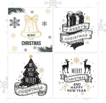 Giftmas Giftmas Cartes de Noël - Cartes de vœux - 52 pièces - Avec enveloppes et autocollants - 10x10cm