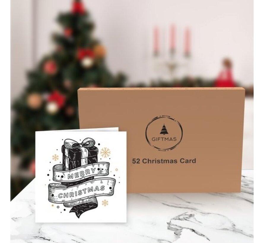 Giftmas Cartes de Noël - Cartes de vœux - 52 pièces - Avec enveloppes et autocollants - 10x10cm