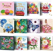 Rubye® Rubye® Diamond Painting Cards - Cartes de vœux - 12 pièces - Diamond Painting Adults - Diamond Painting Package Full - Avec enveloppes - 15x15cm