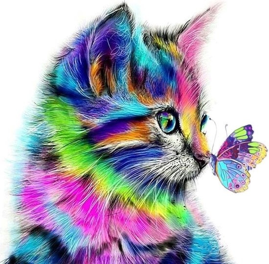 Rubye® Diamond Painting Chat - Diamond Painting pour enfants et adultes - 40x40cm
