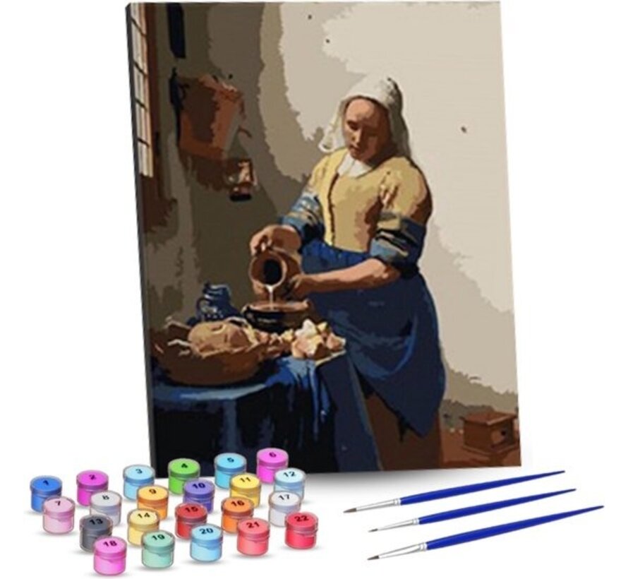 Rubye® Painting By Number Adults - The Milkmaid - Pinceaux inclus - Canvas Painting canvas - Colours by Number - 40x50cm