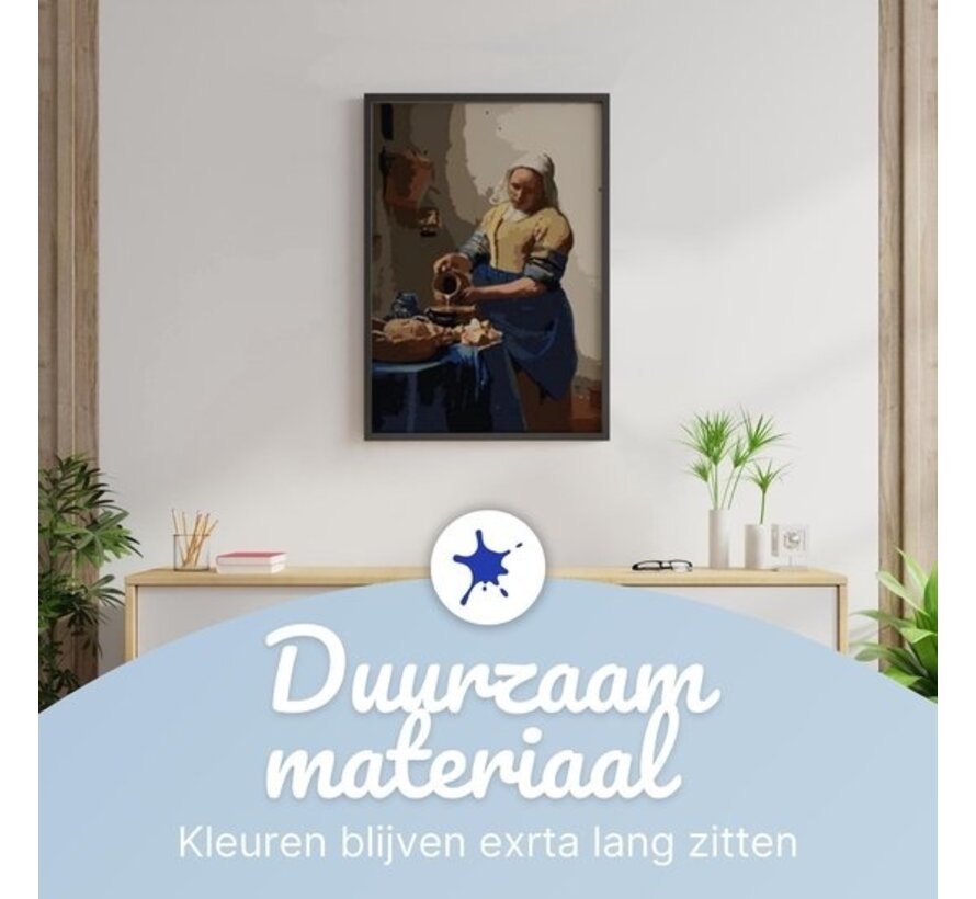 Rubye® Painting By Number Adults - The Milkmaid - Pinceaux inclus - Canvas Painting canvas - Colours by Number - 40x50cm