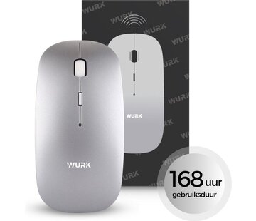 Wurk Souris sans fil Wurk – Rechargeable – Bluetooth 4.0 – 2,4 GHz – USB – Sans fil – Souris d'ordinateur – Ordinateur portable – PC – Argent