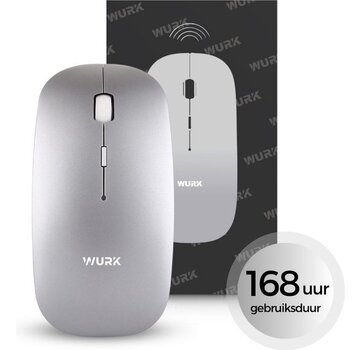 Wurk Souris sans fil Wurk – Rechargeable – Bluetooth 4.0 – 2,4 GHz – USB – Sans fil – Souris d'ordinateur – Ordinateur portable – PC – Argent