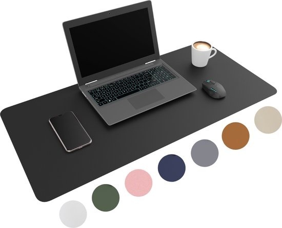 WURK Tapis de bureau professionnel en cuir synthétique - Organisateur de bureau - Accessoires de bureau - Tapis de souris XXL- Inclut un clip pour câble - 80x40 - Noir