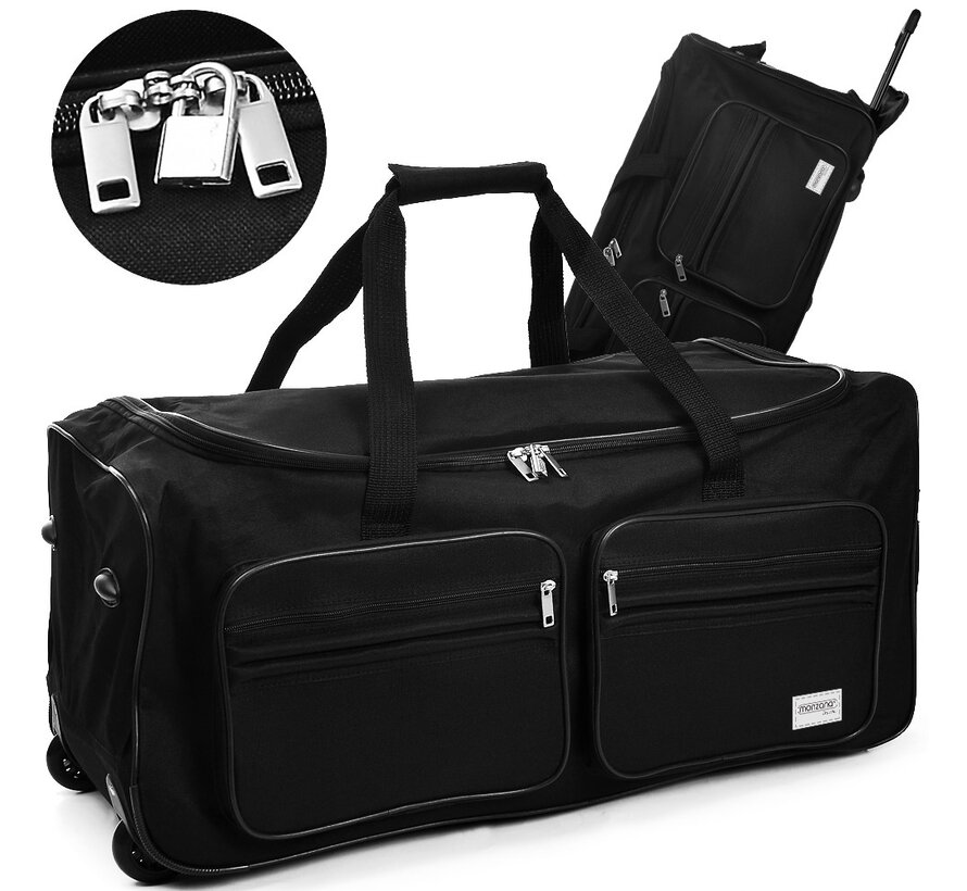 Sac de sport Monzana - Sac de voyage - Sac de bagages - 85L - Noir - sac à 4 roulettes