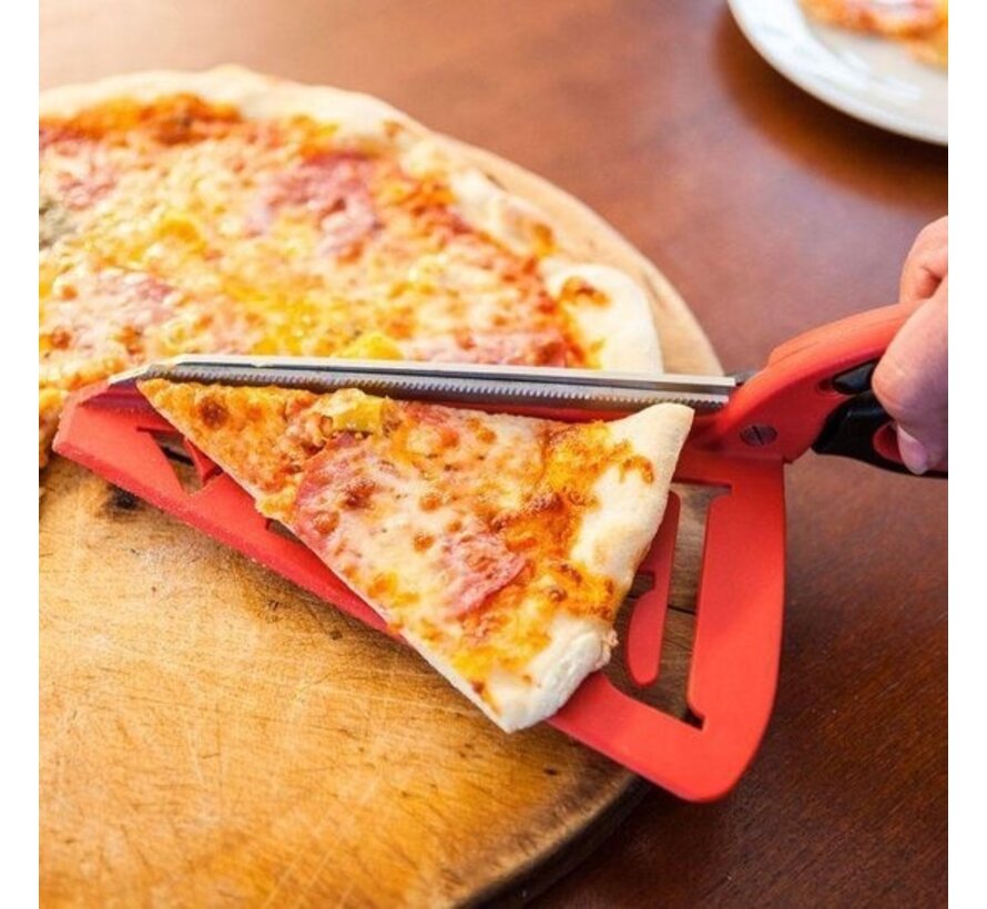 GS coupe-pizza 33x12 cm - Pelle à pizza - Coupe-pizza - Couteau à pizza - Rouge