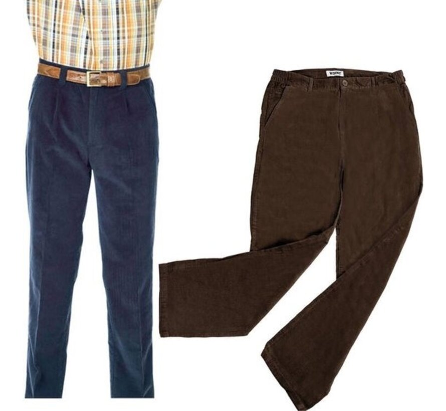 Pantalon en velours côtelé stretch avec taille élastique marron taille 48
