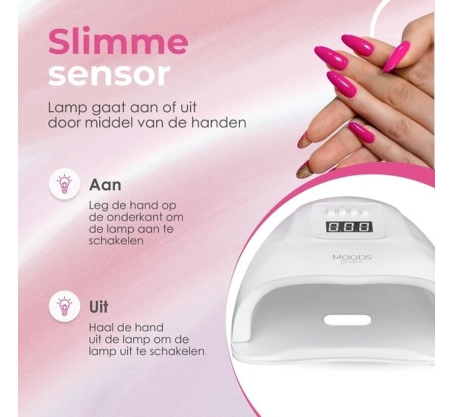 Moods Gellac Professional Luxury Nail Lamp- UV Lamp Gel Nails - Nail Dryer - Contrôlable avec des boutons - Powerful LED Lamp - White