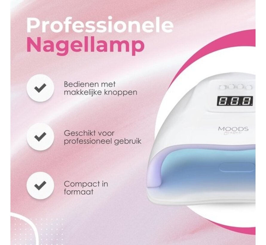 Moods Gellac Professional Luxury Nail Lamp- UV Lamp Gel Nails - Nail Dryer - Contrôlable avec des boutons - Powerful LED Lamp - White