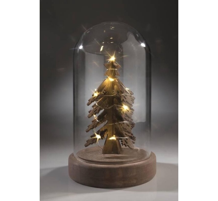 Arbre de Noël LED sous cloche en verre