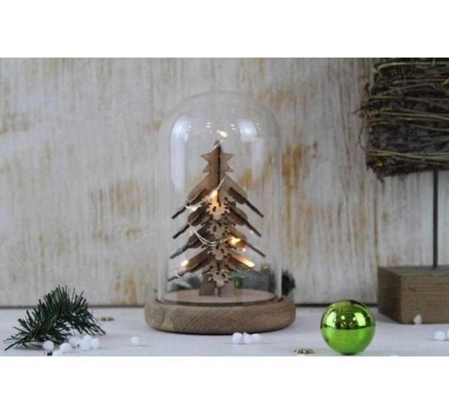 Arbre de Noël LED sous cloche en verre