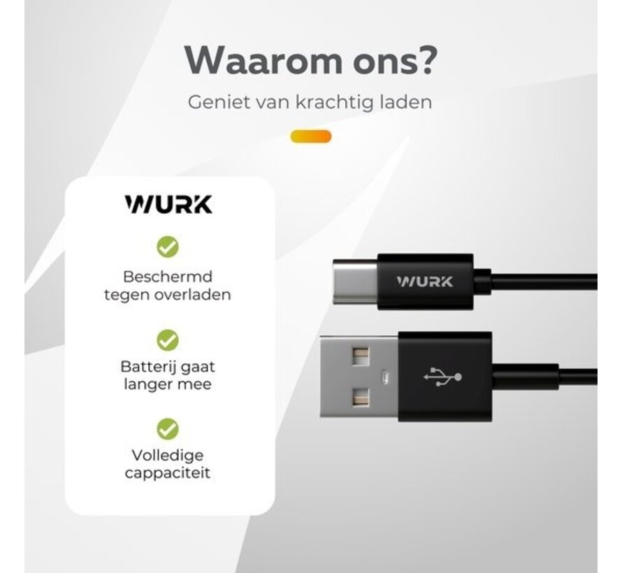 Wurk - Câble de charge USB vers USB C - 1M