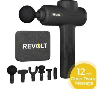 Revolt Revolt® Luxury Massage Gun - Extra Strong - Pour la récupération musculaire et les blessures - High Amplitude - 6 vitesses différentes - 6 accessoires - Luxury Storage Case