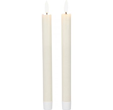 O'DADDY O'DADDY® Bougies dînatoires led - set de 2pcs - 24,5 cm - bougies longues - mèche vacillante et télécommande - bougies led - lumière blanche chaude - crème