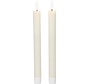 O'DADDY® Bougies dînatoires led - set de 2pcs - 24,5 cm - bougies longues - mèche vacillante et télécommande - bougies led - lumière blanche chaude - crème