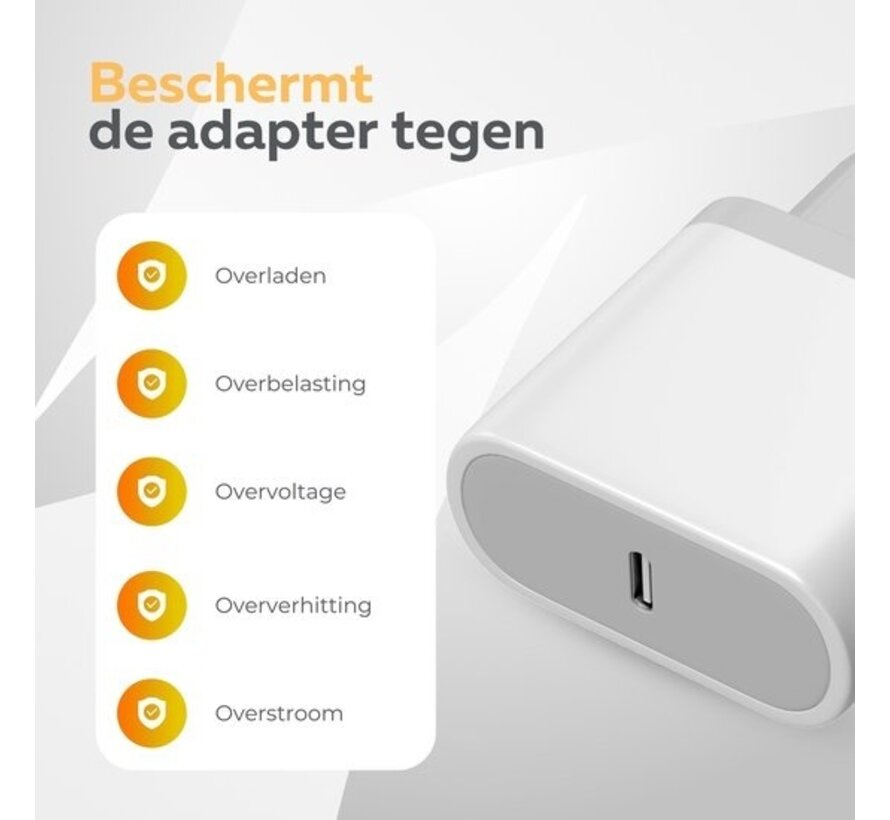 Adaptateur USB-C - Wurk - Chargeur rapide 20W - Convient aux produits Apple et Samsung - Chargeur rapide - Chargeur USB-C - 20W