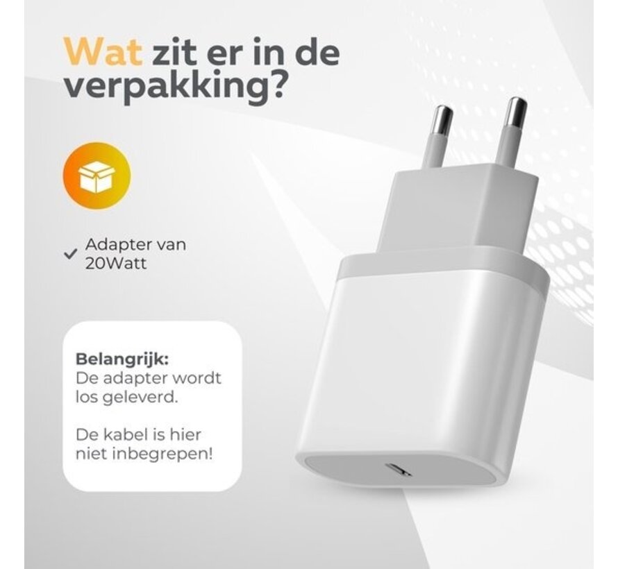 Adaptateur USB-C - Wurk - Chargeur rapide 20W - Convient aux produits Apple et Samsung - Chargeur rapide - Chargeur USB-C - 20W