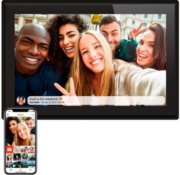 Denver Cadre photo numérique Denver 10,1 pouces - FLAT DESIGN - HD - Frameo App - Cadre photo - WiFi - IPS Touchscreen - 16GB - PFF1021B