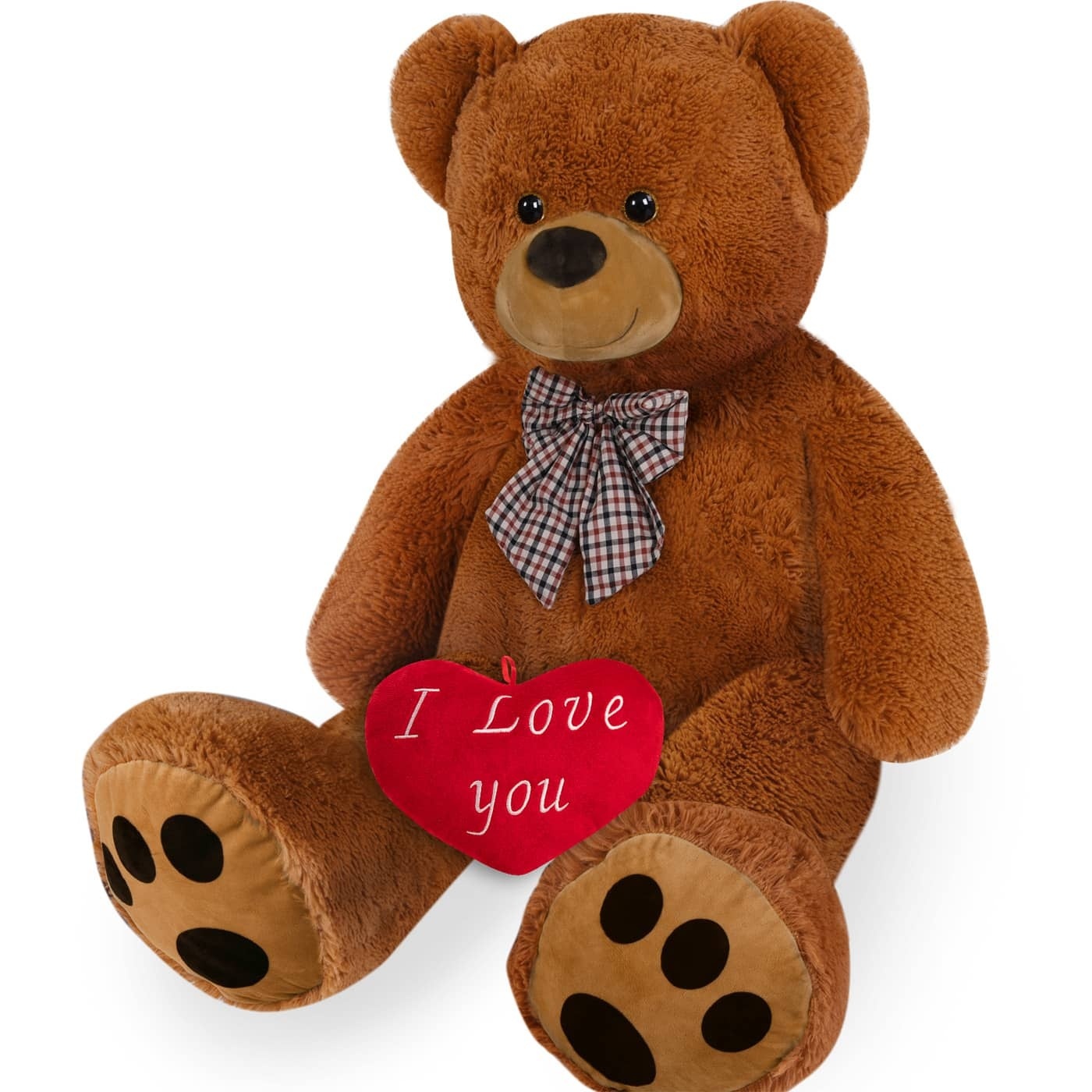 Câlin d'ourson XXL marron avec coussin en forme de cœur