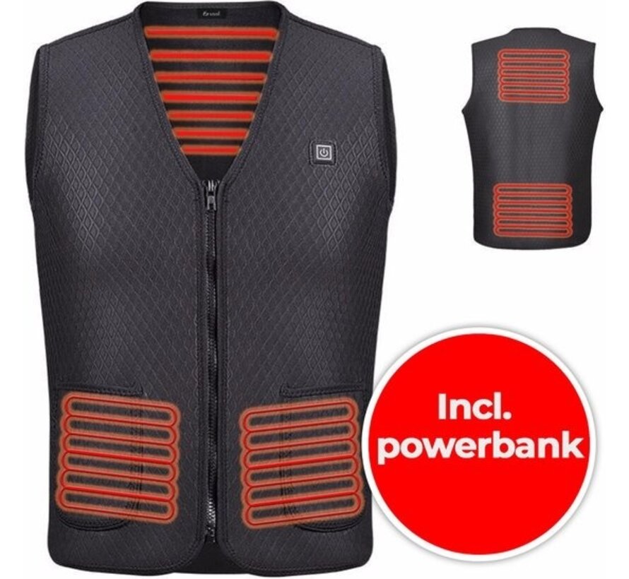 Bodywarmer chauffant - Chauffage électrique - Rechargeable par USB - 3 niveaux - Taille L - Femmes / Hommes