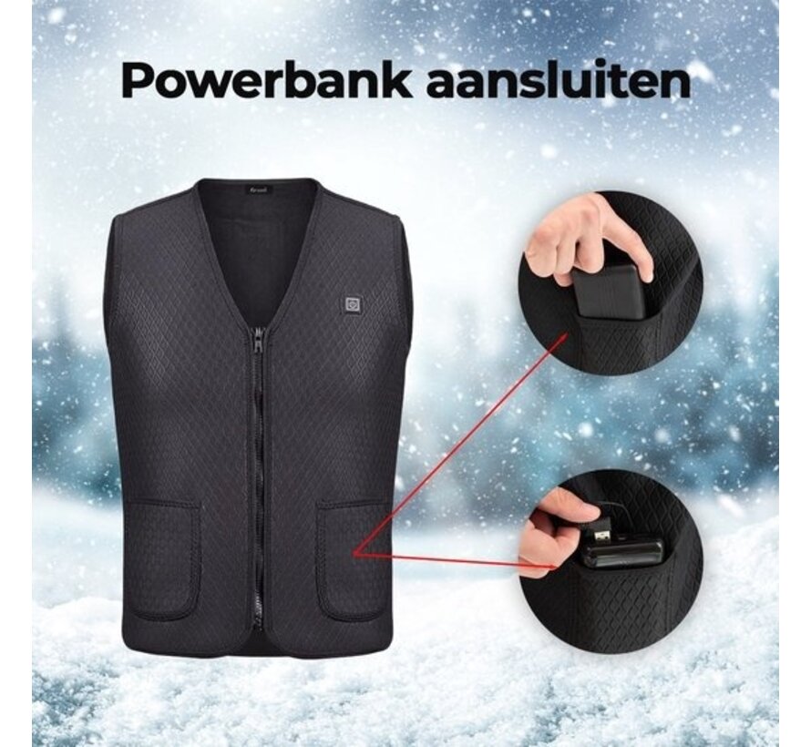 Bodywarmer chauffant - Chauffage électrique - Rechargeable par USB - 3 niveaux - Taille L - Femmes / Hommes